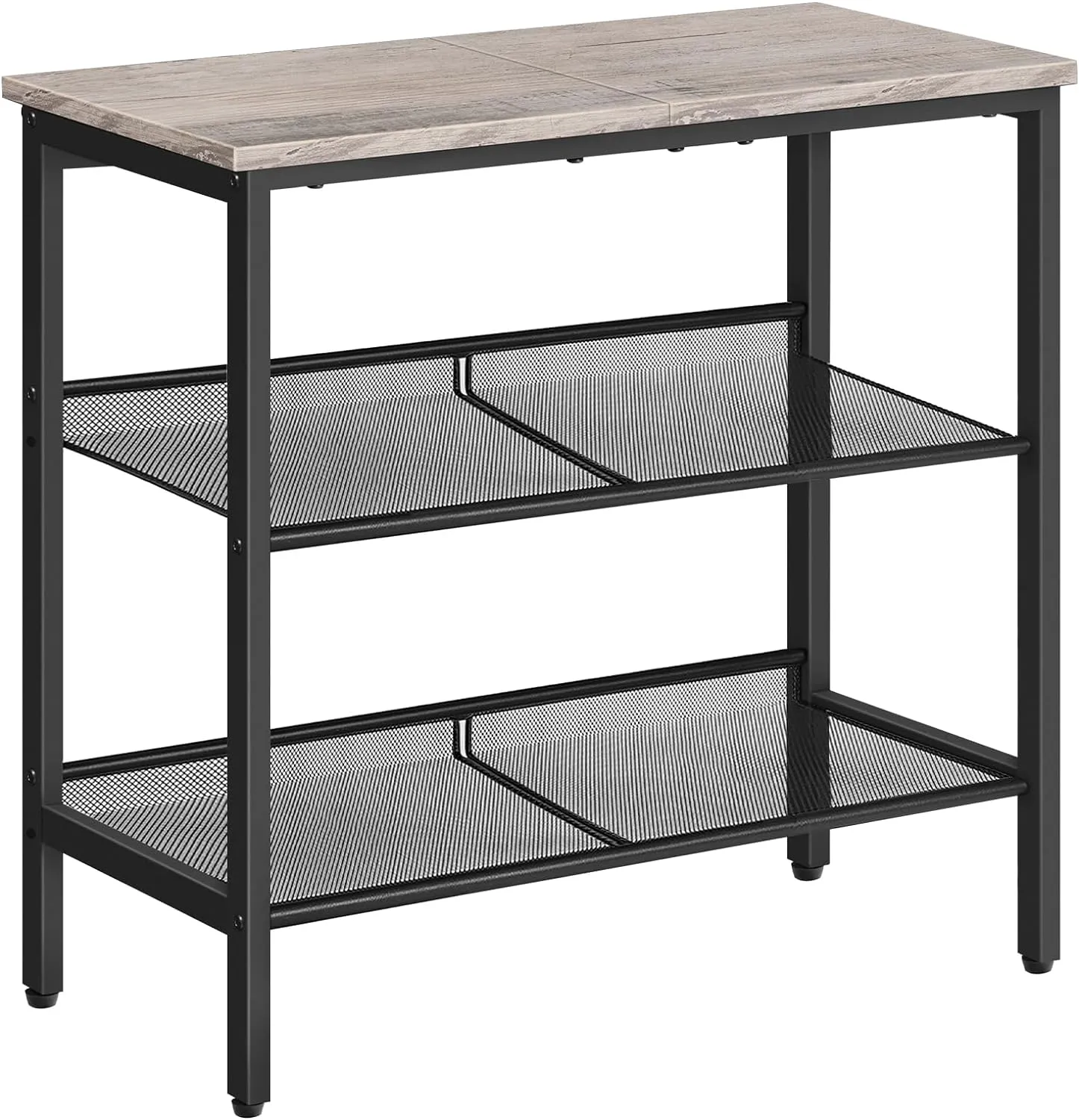 HOOBRO Side Table, 3-Tier Narrow End Table, Nightstand with 2 Flat or Slant Adjustable Shelves for Small Spaces, Hallway, Living Room, Bedroom, Sturdy, Easy Assembly, Greige and Black BG23BZ01G1
