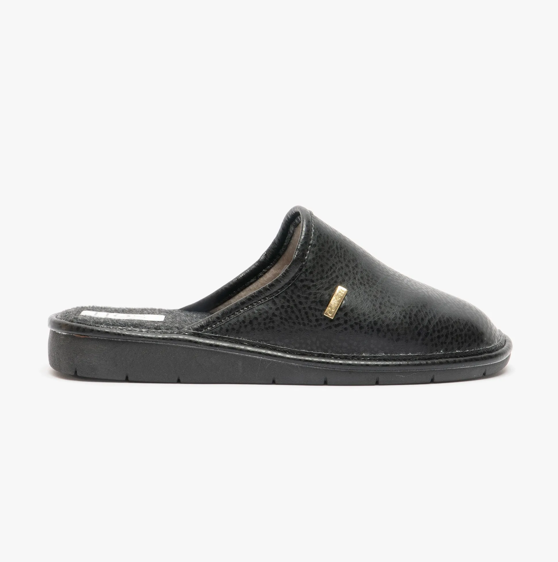 HOS Comfort ARCHIE Mens PU Mule Slippers Black