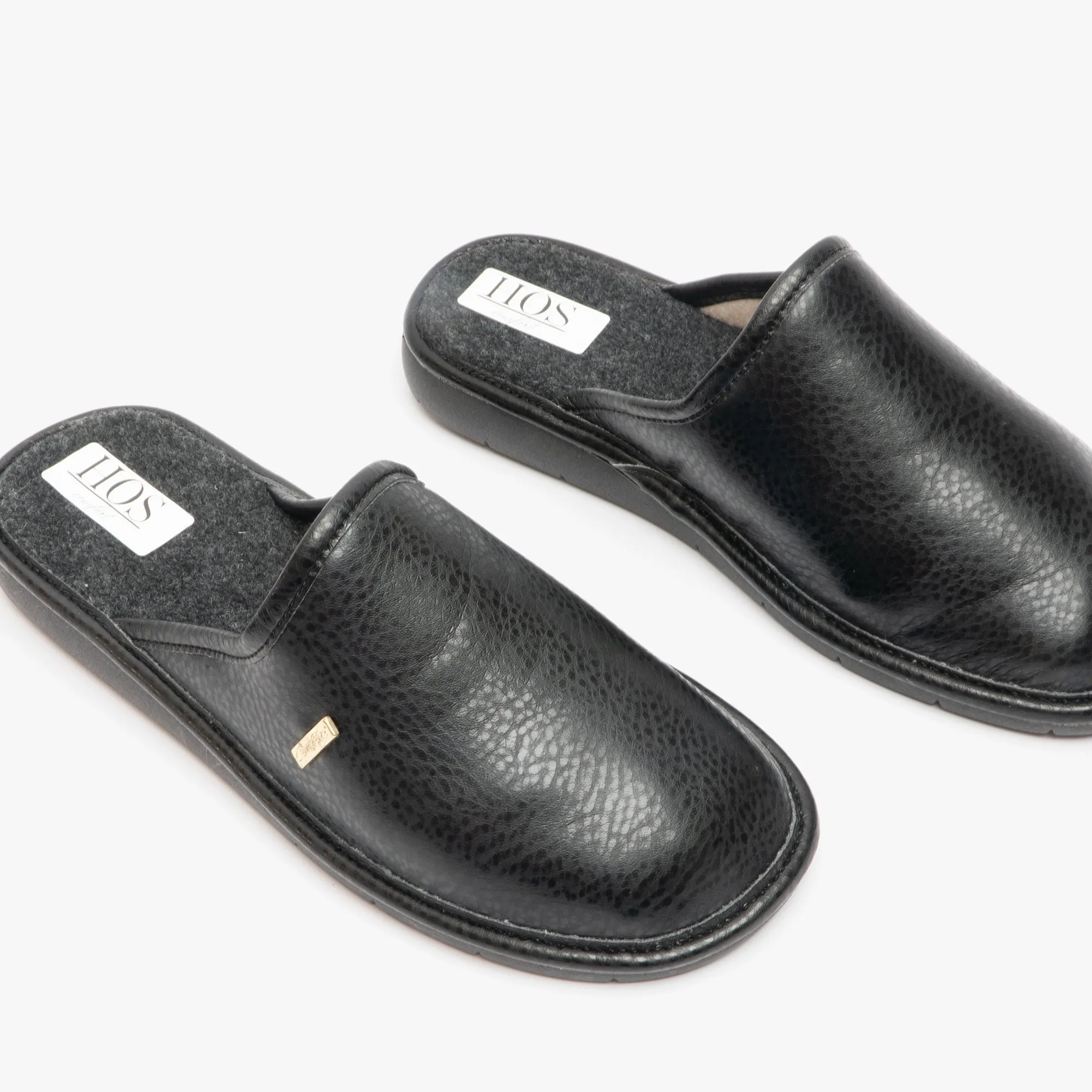 HOS Comfort ARCHIE Mens PU Mule Slippers Black
