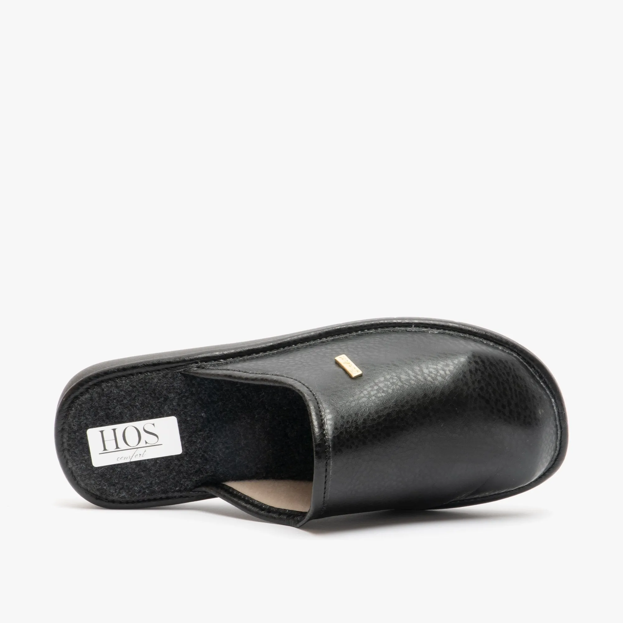 HOS Comfort ARCHIE Mens PU Mule Slippers Black