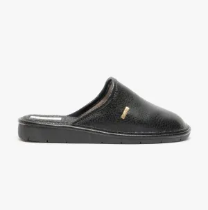 HOS Comfort ARCHIE Mens PU Mule Slippers Black