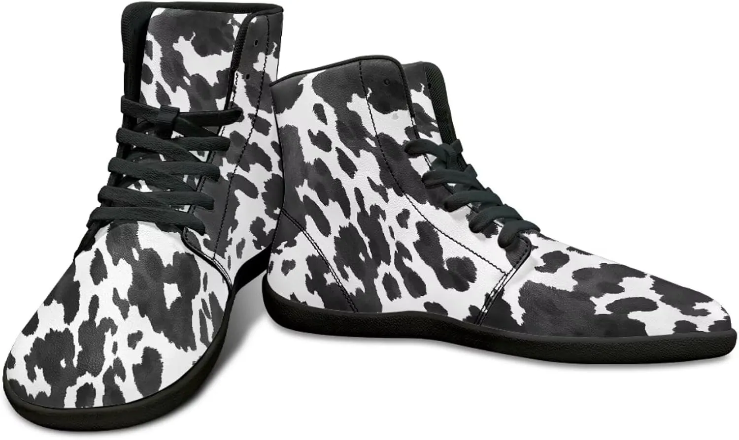 Howilath Leopard Print High Top Shoes Zero Drop Sneaker Mens Wide Toe Walking Shoes Minimalist Barefoot Shoes