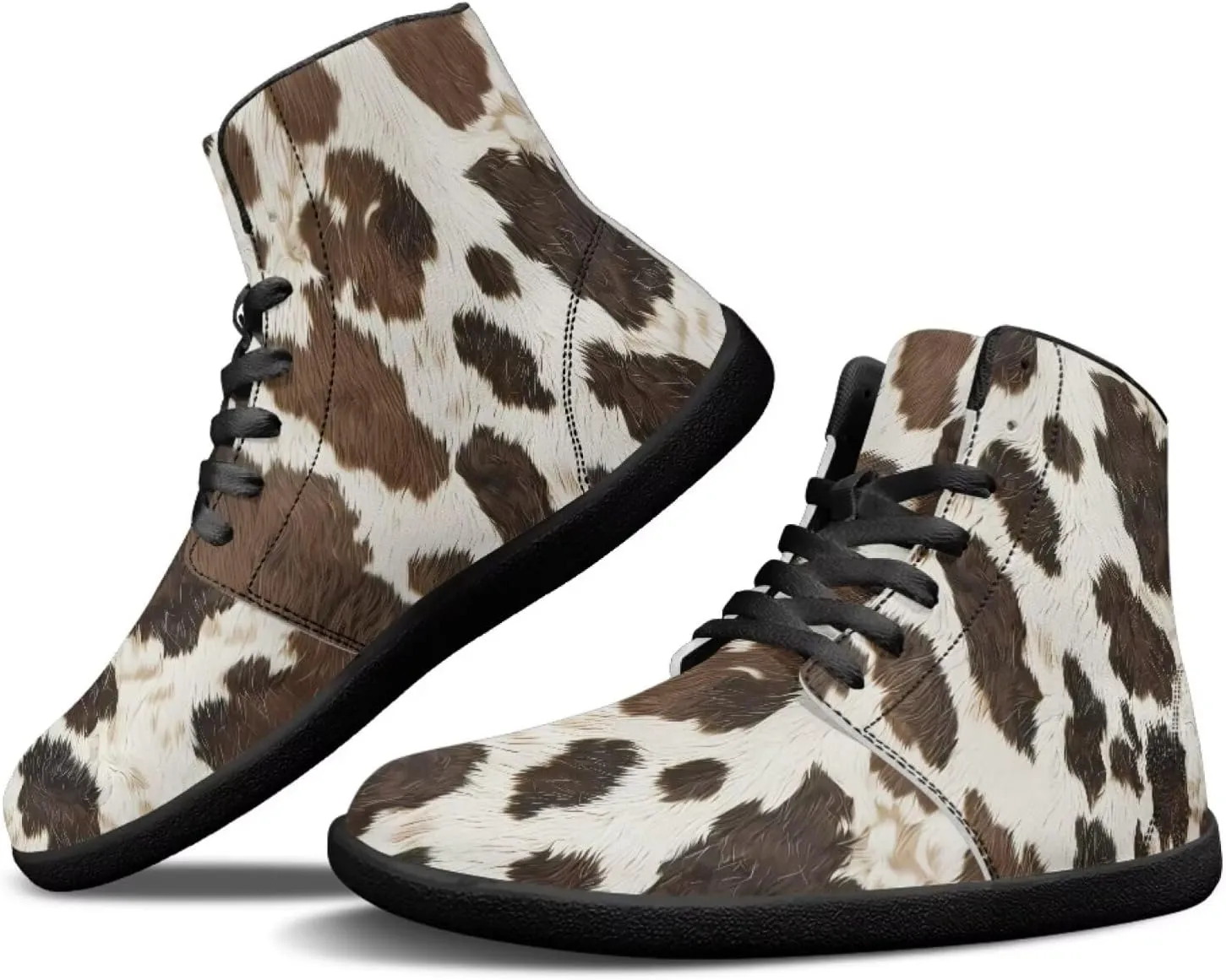 Howilath Leopard Print High Top Shoes Zero Drop Sneaker Mens Wide Toe Walking Shoes Minimalist Barefoot Shoes