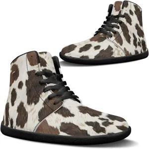 Howilath Leopard Print High Top Shoes Zero Drop Sneaker Mens Wide Toe Walking Shoes Minimalist Barefoot Shoes