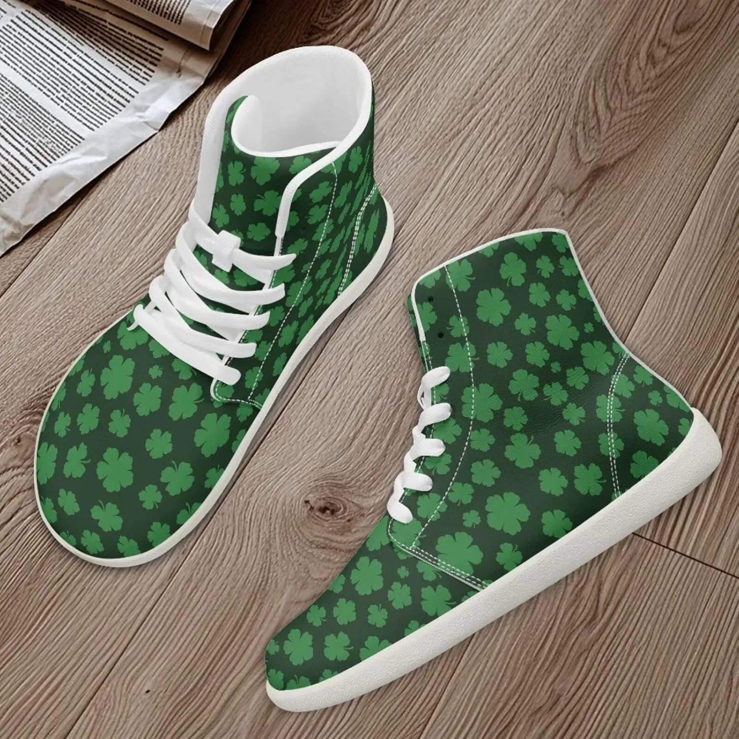 Howilath St. Patrick's Day Barefoot High Top Shoes Men Anti-Skid Sneaker, Wide Toe Box Running Shoes