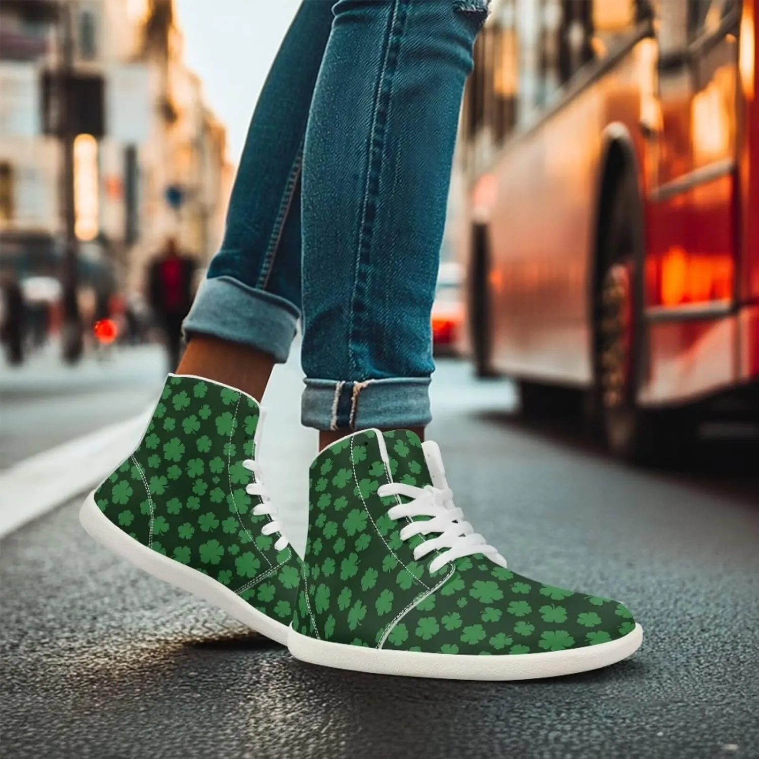 Howilath St. Patrick's Day Barefoot High Top Shoes Men Anti-Skid Sneaker, Wide Toe Box Running Shoes