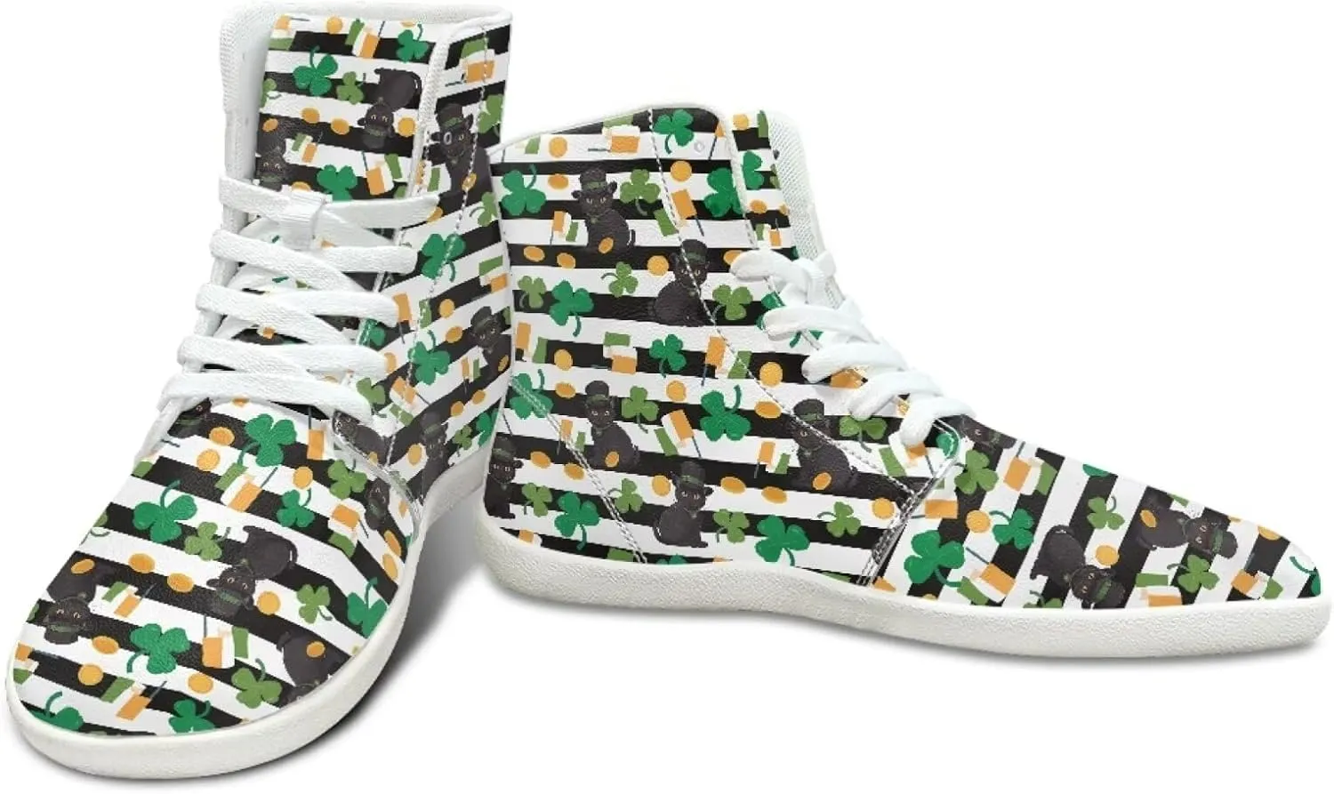 Howilath St. Patrick's Day Barefoot High Top Shoes Men Anti-Skid Sneaker, Wide Toe Box Running Shoes