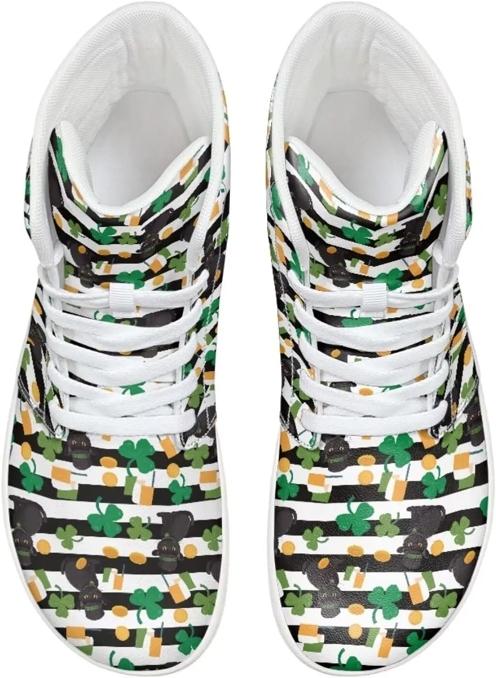 Howilath St. Patrick's Day Barefoot High Top Shoes Men Anti-Skid Sneaker, Wide Toe Box Running Shoes