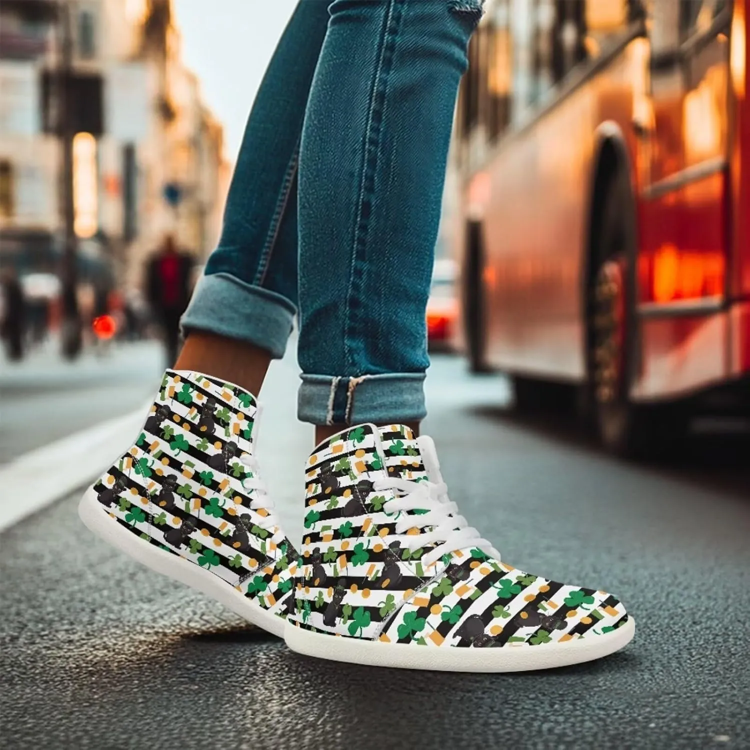 Howilath St. Patrick's Day Barefoot High Top Shoes Men Anti-Skid Sneaker, Wide Toe Box Running Shoes