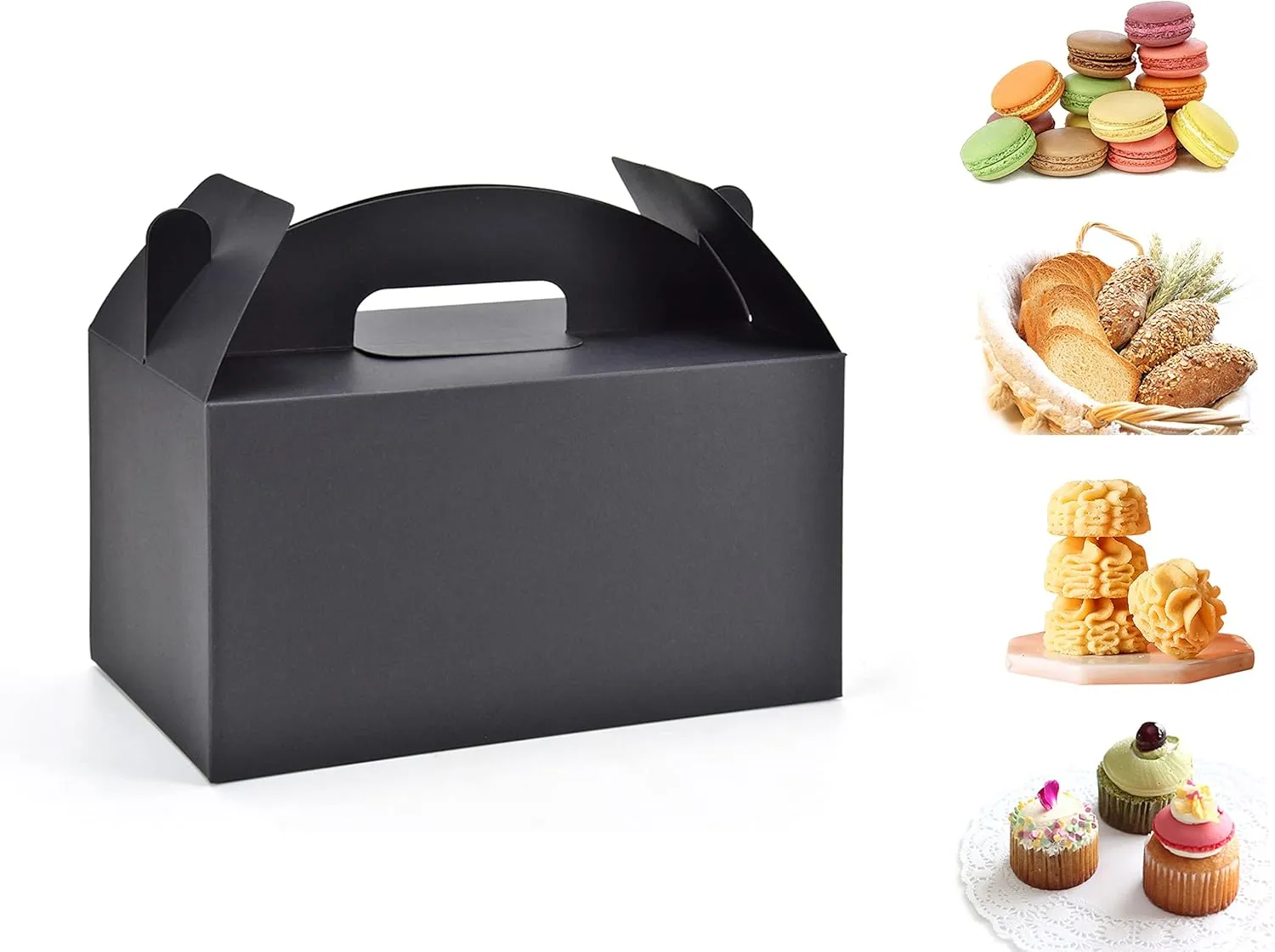 HUAPRINT Black Treat Boxes Large Bulk,Gable Boxes 30 Pack 9.45x5x5Inches,Party Favor Boxes Goodie Boxes for Birthday Party Baby Shower Wedding Christmas