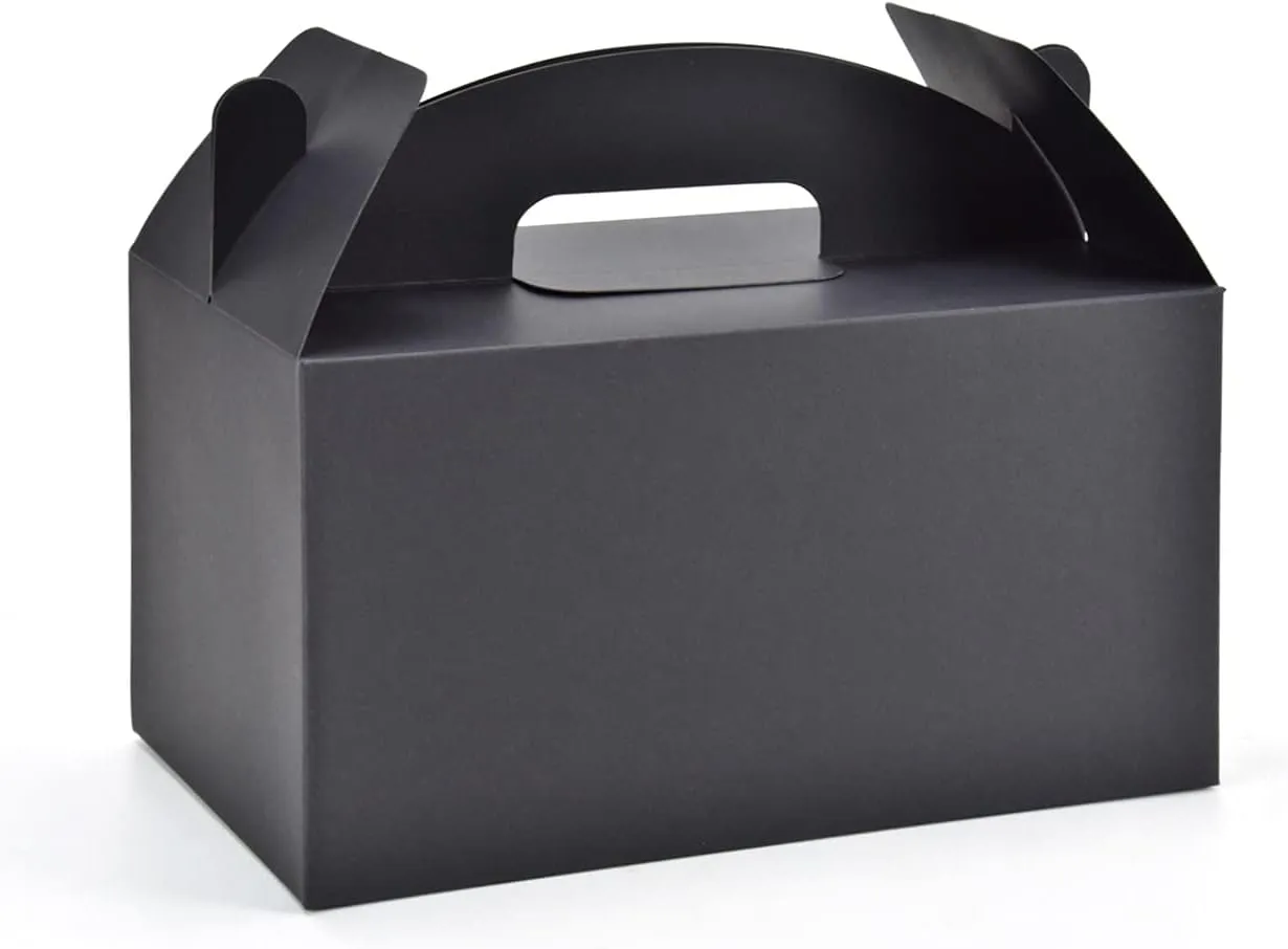 HUAPRINT Black Treat Boxes Large Bulk,Gable Boxes 30 Pack 9.45x5x5Inches,Party Favor Boxes Goodie Boxes for Birthday Party Baby Shower Wedding Christmas