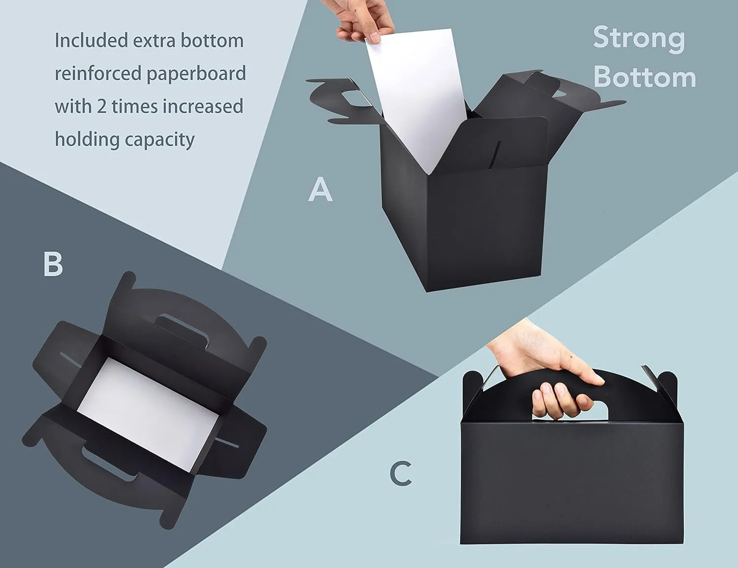 HUAPRINT Black Treat Boxes Large Bulk,Gable Boxes 30 Pack 9.45x5x5Inches,Party Favor Boxes Goodie Boxes for Birthday Party Baby Shower Wedding Christmas