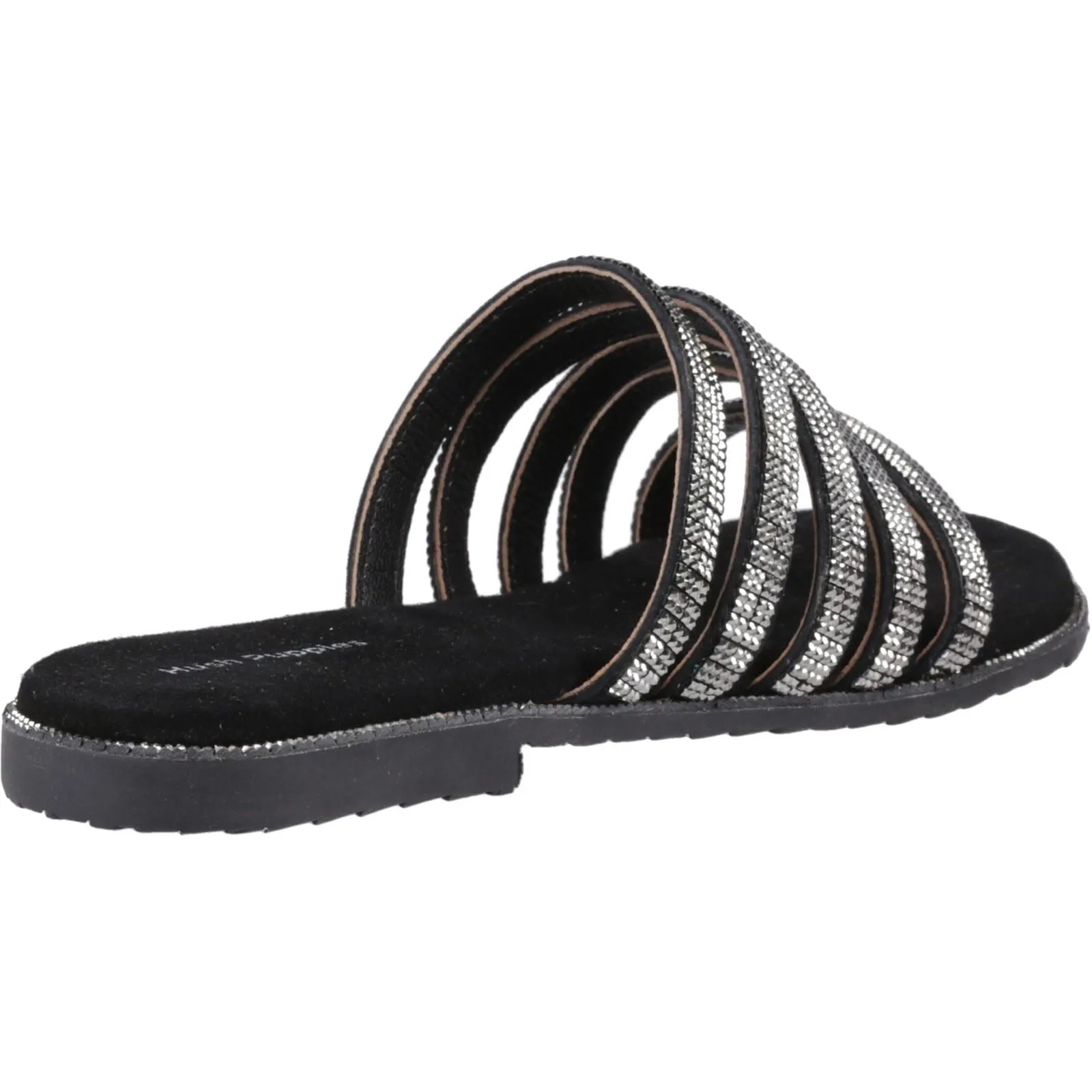 Hush Puppies Paris Slide Suede Women's Black/Silver Sandals