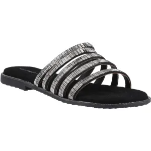 Hush Puppies Paris Slide Suede Women's Black/Silver Sandals
