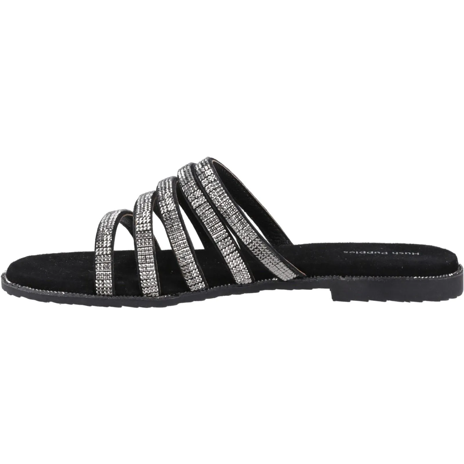 Hush Puppies Paris Slide Suede Women's Black/Silver Sandals