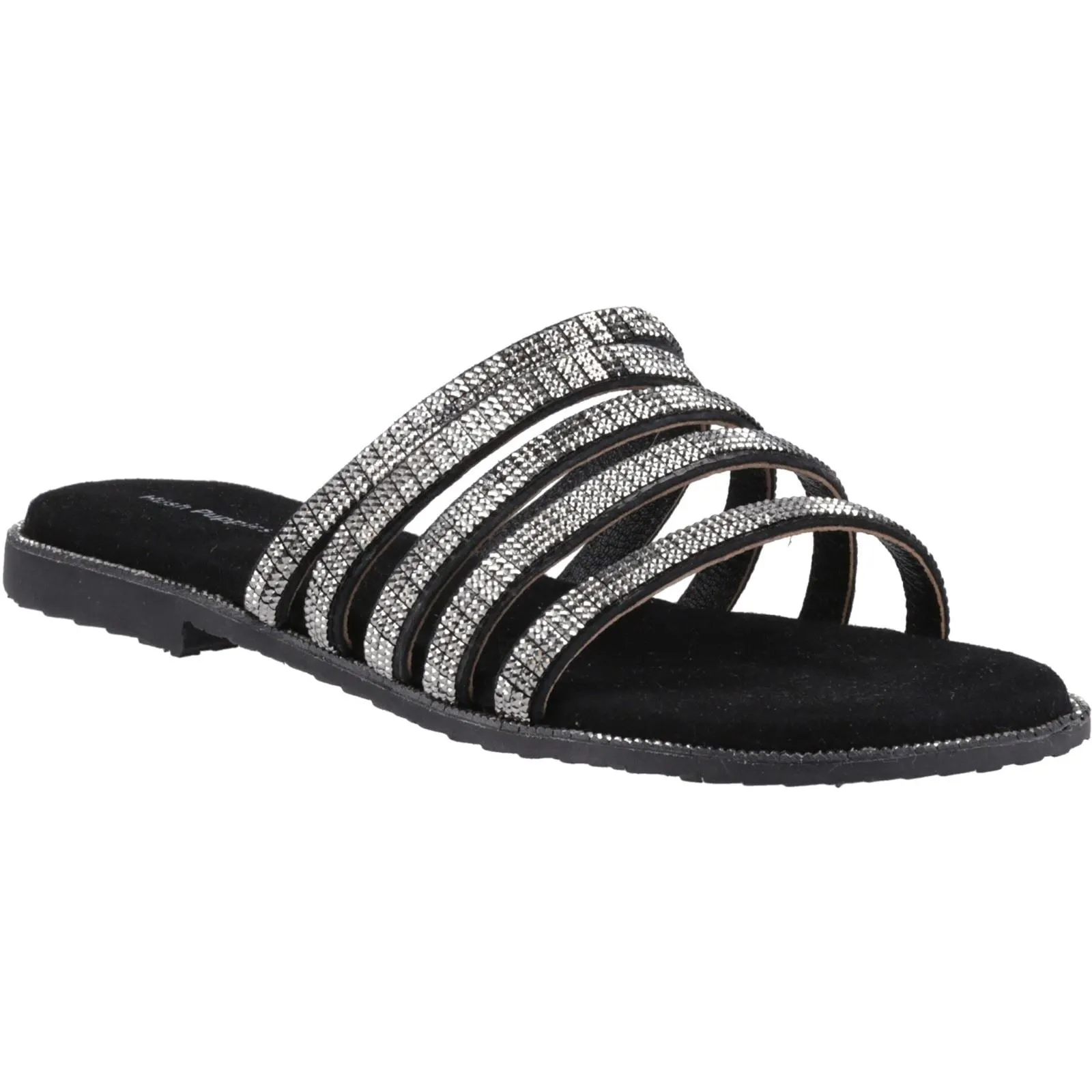 Hush Puppies Paris Slide Suede Women's Black/Silver Sandals