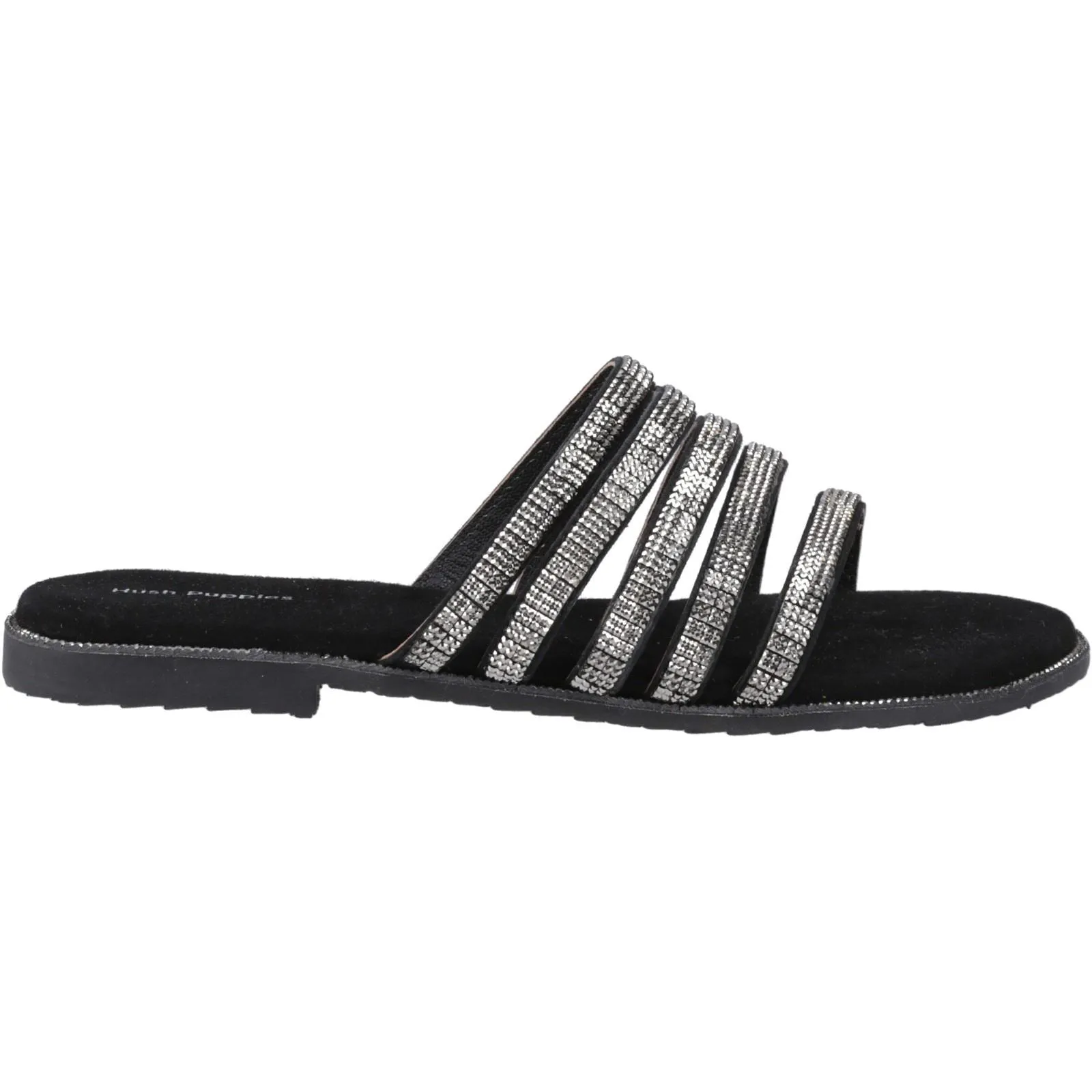 Hush Puppies Paris Slide Suede Women's Black/Silver Sandals