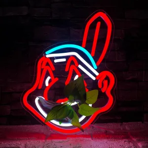 Indians Cleveland Guardians Neon Sign, Dimmable Baseball Team Logo Wall Decor, 11 x 13.3 in, USB Powered LED Signs for Sports Fans Gift Game Room Beer Bar Pub Man Cave