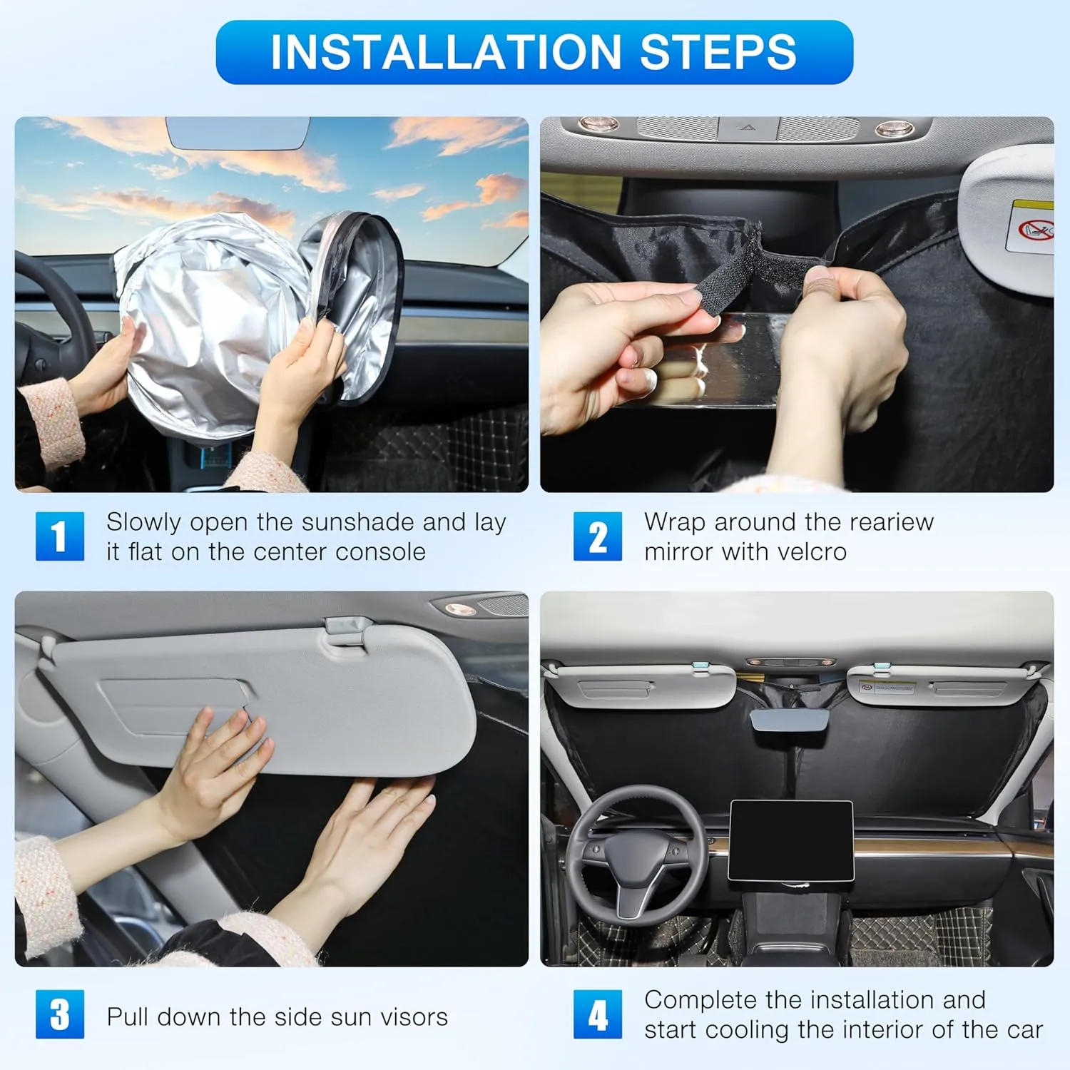 INSAUTO Foldable Windshield Sun Shade for Toyota Tundra 2007-2021, Heat & UV Protection Car Sunshade with Storage Bag, Keep Interior Cool & Easy Installation