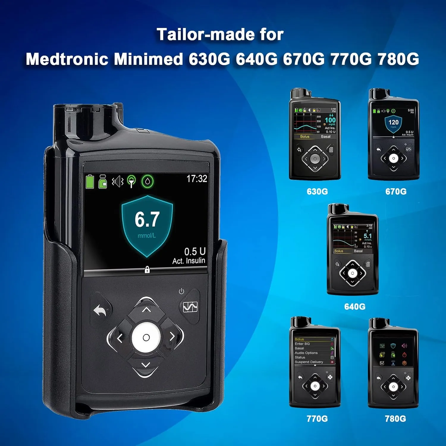 Insulin Pump Holder 360° Rotatable, Insulin Pump Case with Clip for Medtronic MiniMed 630G 640G 670G 770G 780G, Sturdy and Durable Clip (Black)