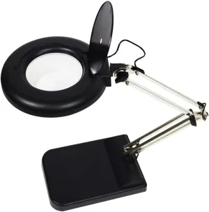 INTBUYING 110V 30X Magnifier Light Amplification LED Daylight Bright Magnifying Glass Black Adjustable Table Magnifier Lamp 12W for Reading Working Crafts Workbench