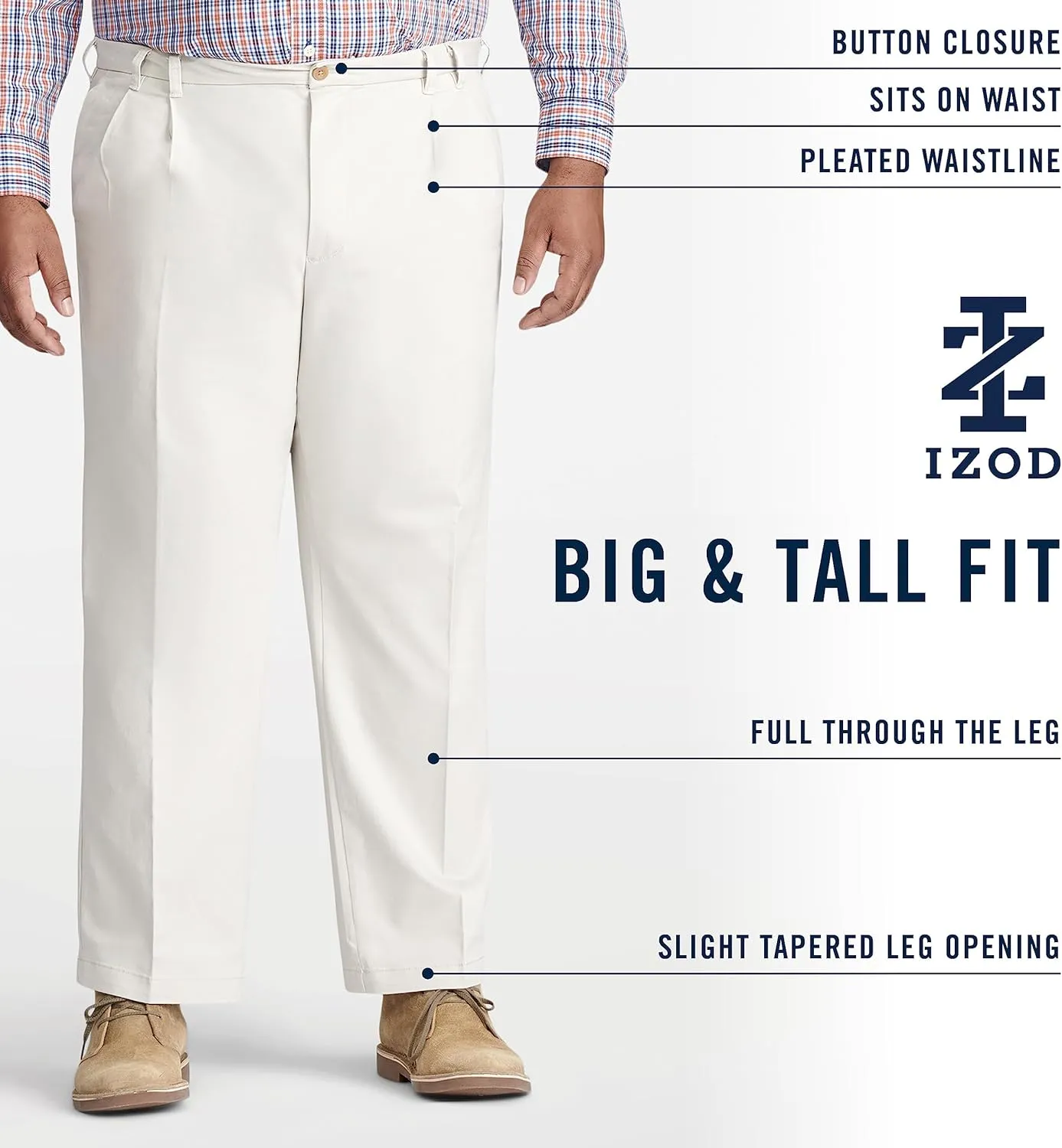 IZOD Men's Big and Tall Performance Stretch Flat Front Pant