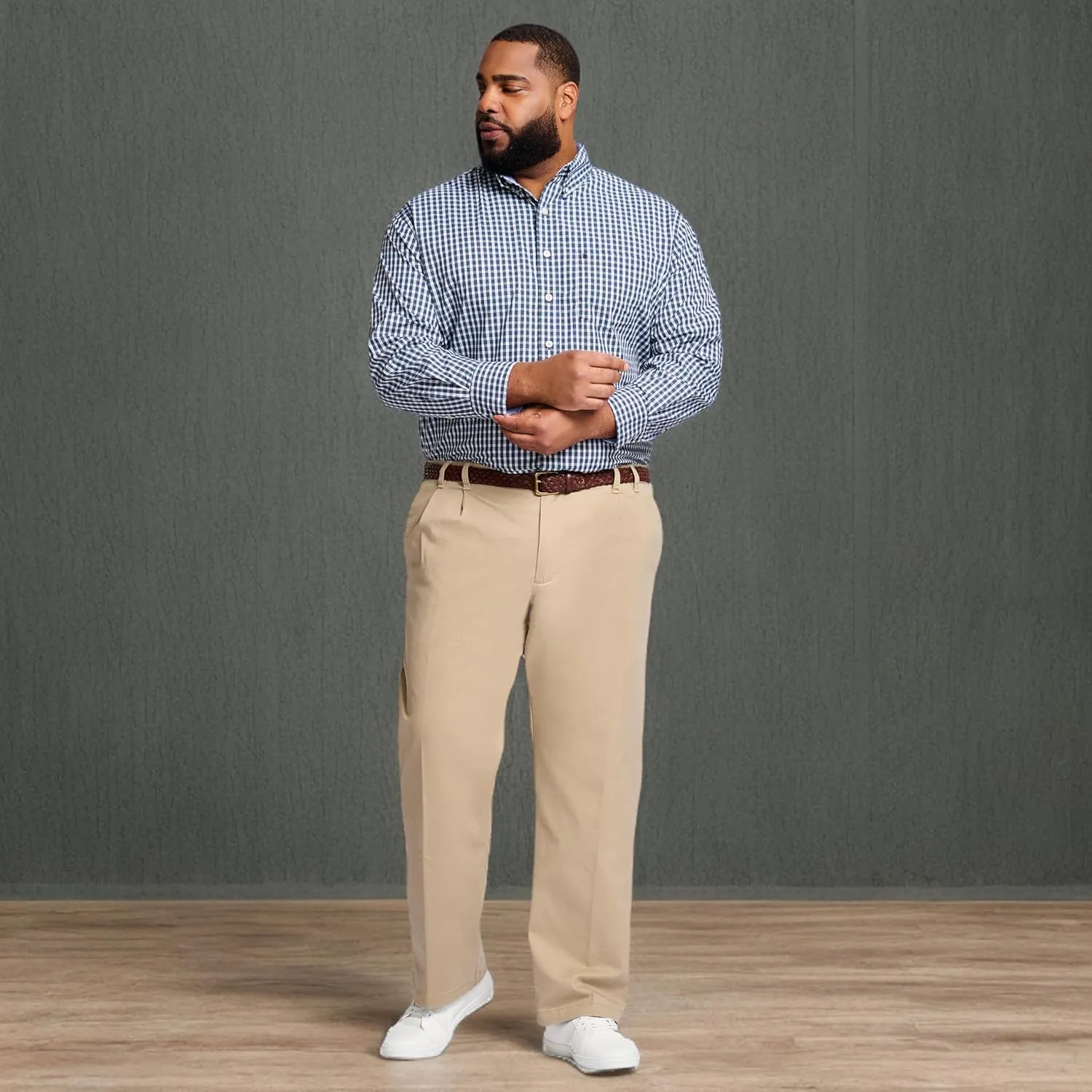 IZOD Men's Big and Tall Performance Stretch Flat Front Pant