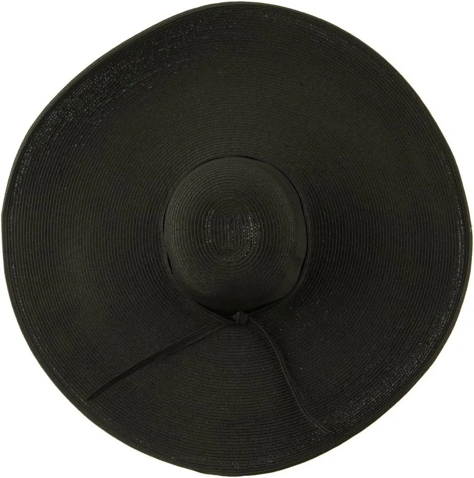 Jeanne Simmons 8 Inch Flat Wide Brim Hat with Self-tie