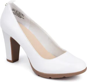 JENN ARDOR Women's Pumps Closed Round Toe Block High Heels 3 inch Leather Pump Shoes
