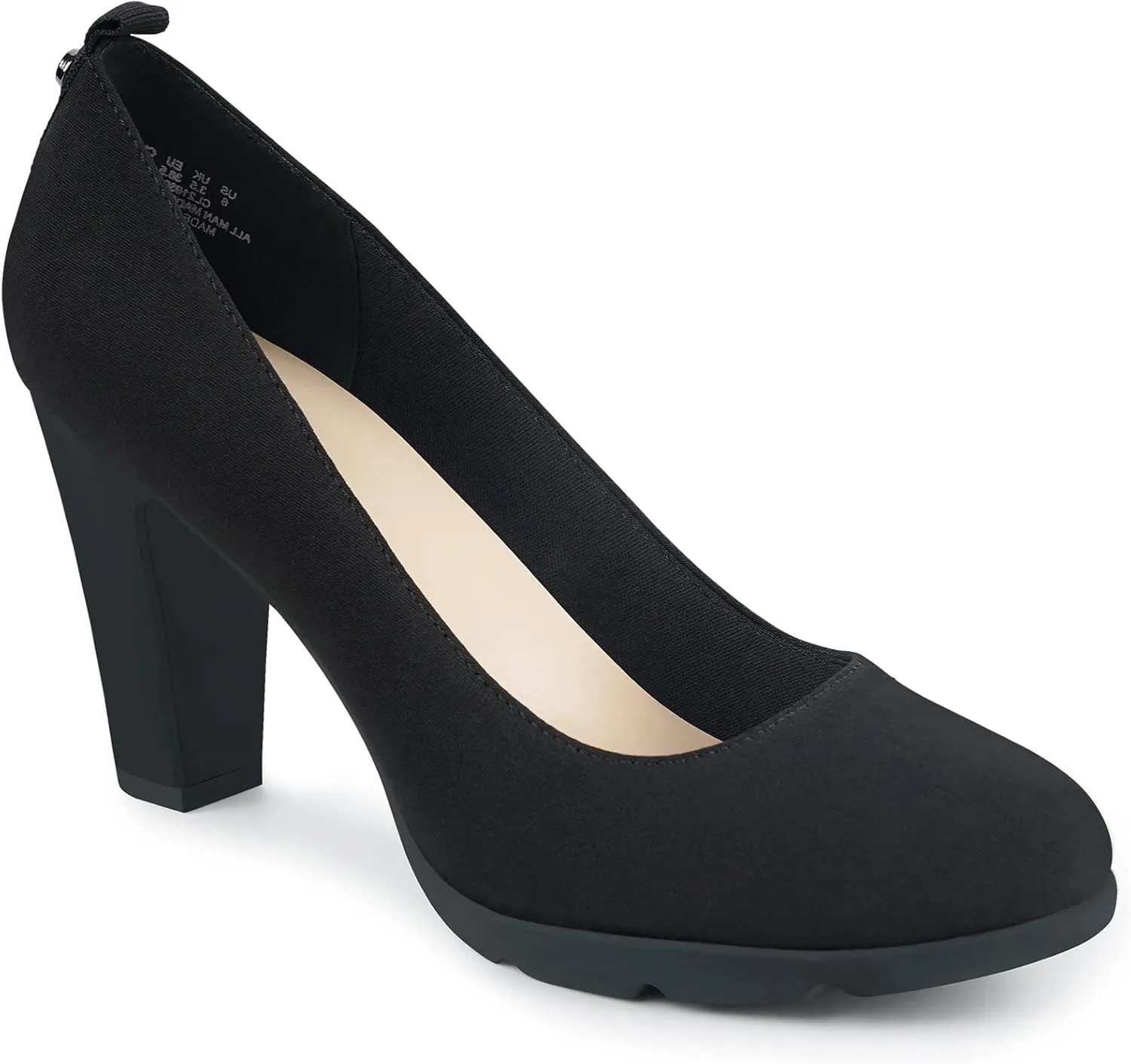 JENN ARDOR Women's Pumps Closed Round Toe Block High Heels 3 inch Leather Pump Shoes