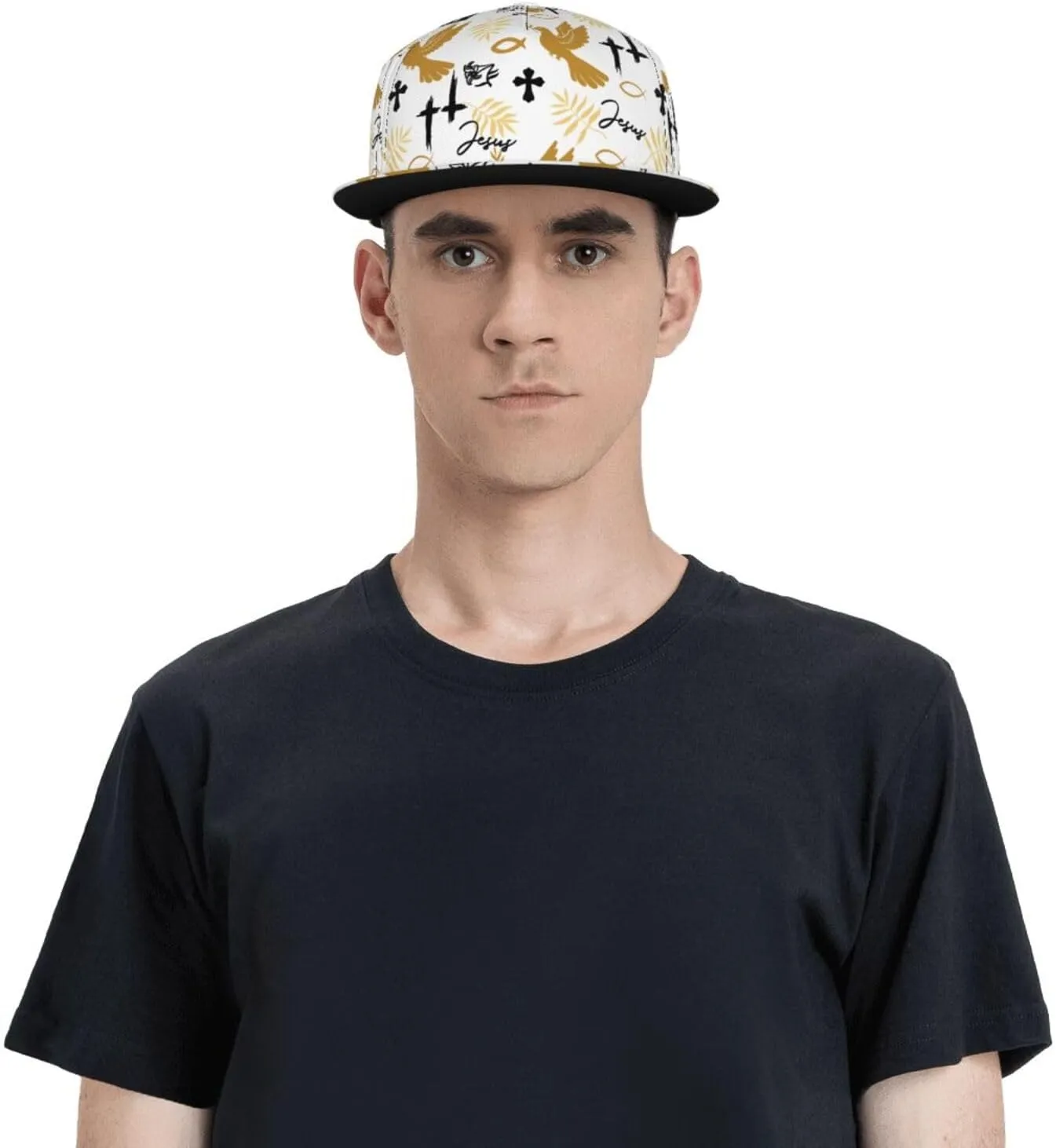 Jesus Baseball Cap for Men Adjustable Flat Bill Brim Cap for Travel Hiking and Outdoor Sports