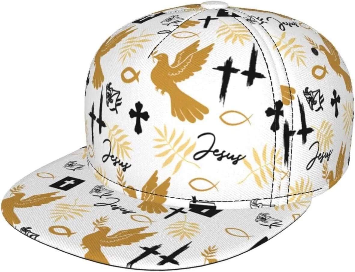 Jesus Baseball Cap for Men Adjustable Flat Bill Brim Cap for Travel Hiking and Outdoor Sports
