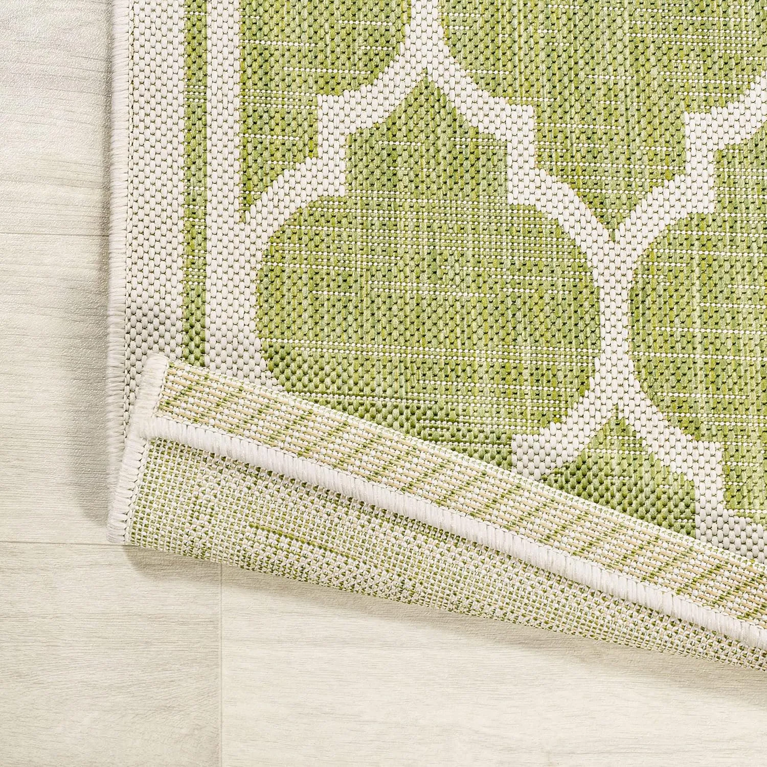 JONATHAN Y SMB109G-28 Trebol Moroccan Trellis Textured Weave Indoor Outdoor Runner Rug, Modern, Coastal, Casual Easy-Cleaning,Bedroom,Kitchen,Backyard,Patio,Non Shedding, Green/Cream, 2 X 8