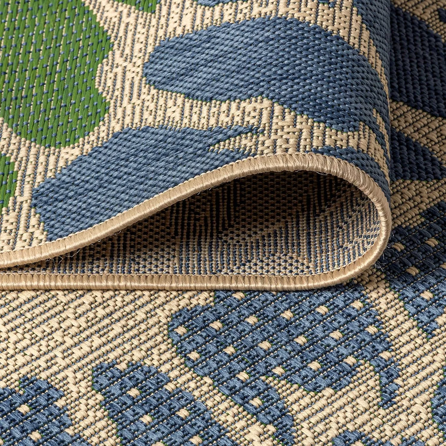JONATHAN Y SMB110B-210 Zinnia Modern Floral Textured Weave Indoor Outdoor -Runner Rug Bohemian Coastal Easy-Cleaning Bedroom Kitchen Backyard Patio Non Shedding, 2 X 10, Navy/Green