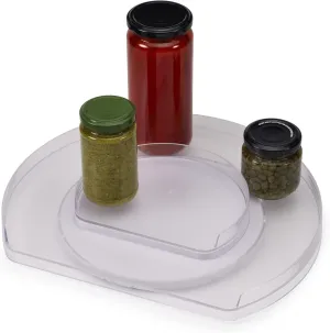 Joseph Joseph FridgeStore - Lazy Susan, Tiered Rotating Fridge Organizer Turntable, Clear/Blue