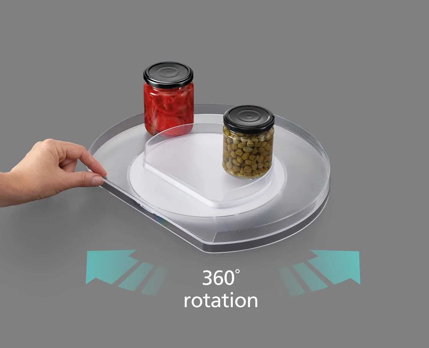 Joseph Joseph FridgeStore - Lazy Susan, Tiered Rotating Fridge Organizer Turntable, Clear/Blue