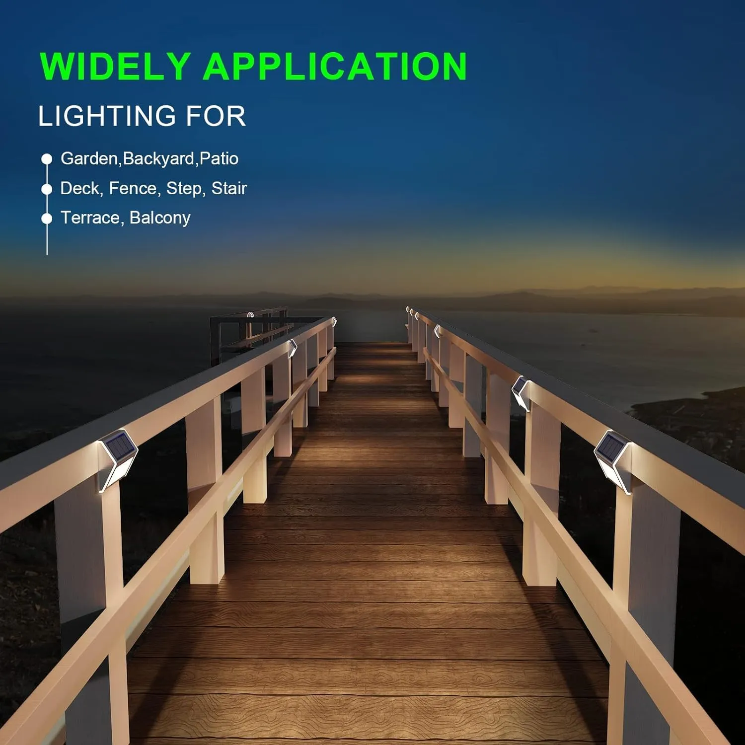 JSOT Outdoor Solar Lights - Solar Powered Deck Lights Waterproof Light for Fence Post Light Outside for Backyard Patio Stair Wall Lighting, 3LED Cool Light 6 Pack