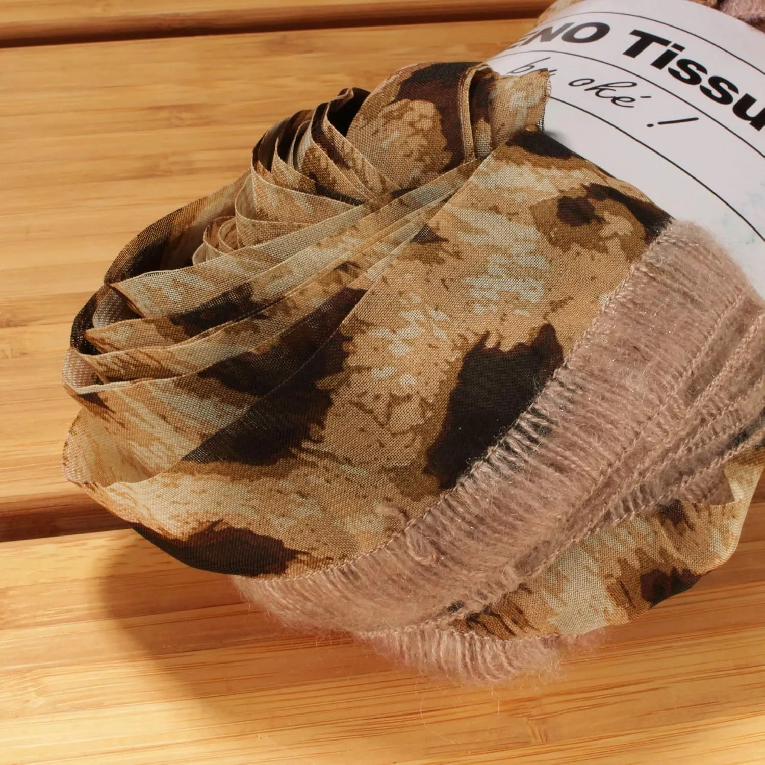 JubileeYarn 100g/Skein Ruffle Chiffon Ribbon Yarn - Hazel Wood - 2 Skeins
