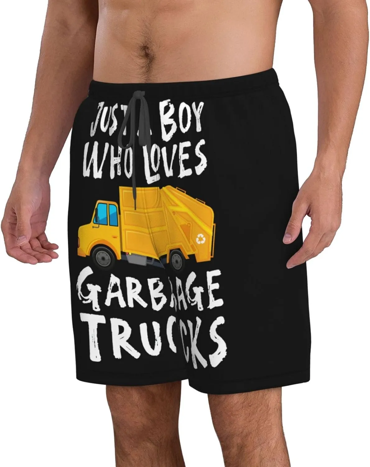 Just A Boy Who Loves Garbage Trucks Swim Trunks Quick Dry Summer Beach Shorts