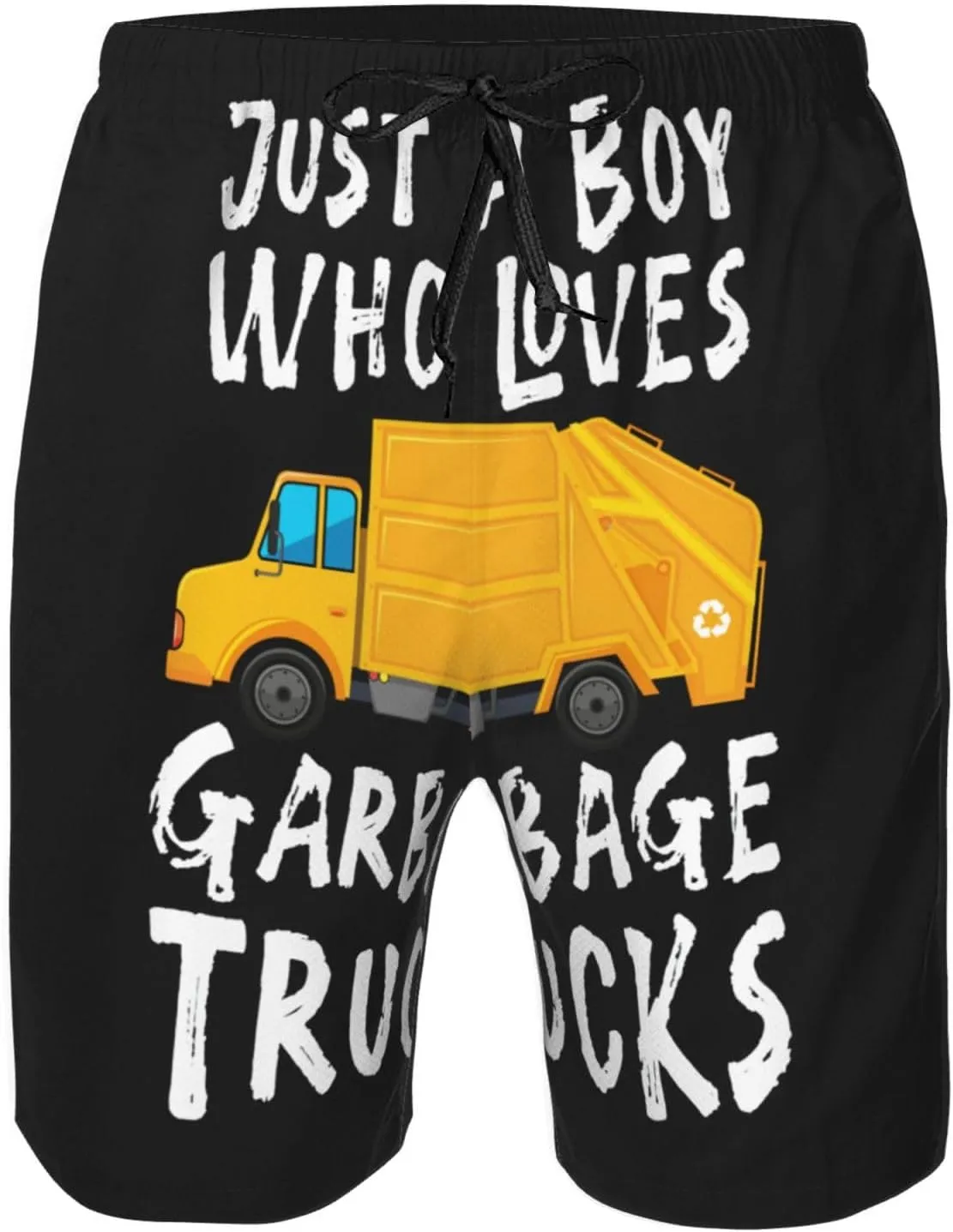 Just A Boy Who Loves Garbage Trucks Swim Trunks Quick Dry Summer Beach Shorts