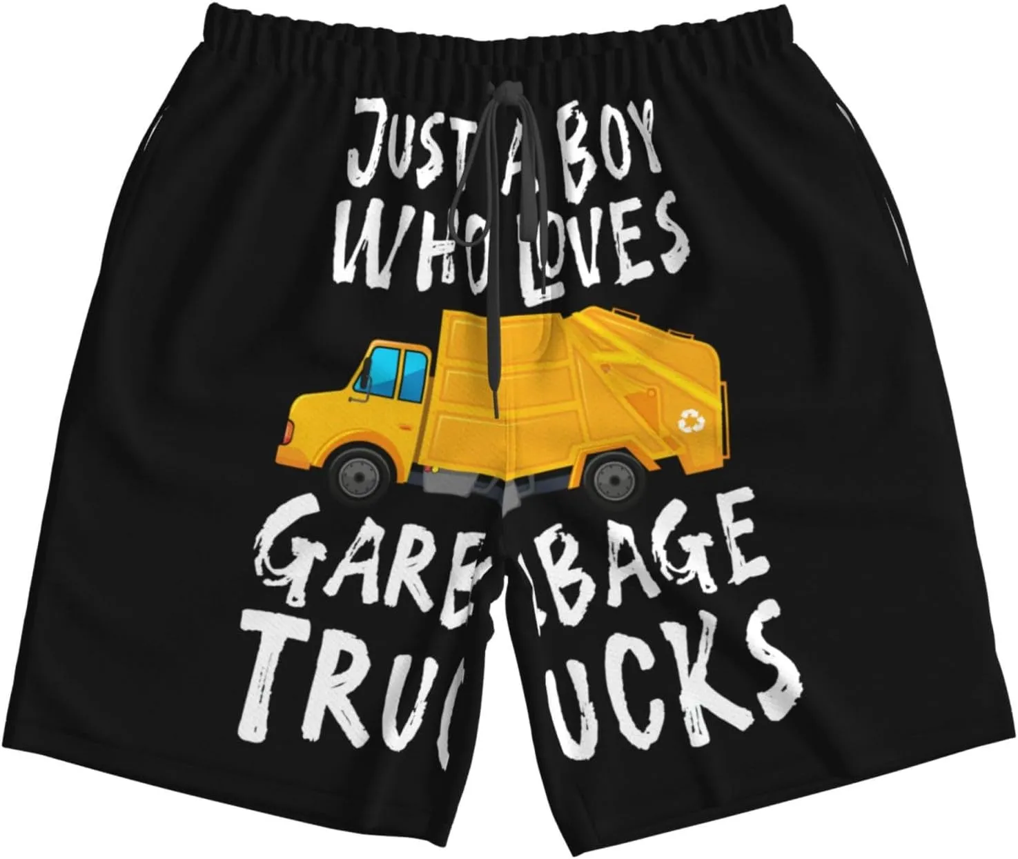 Just A Boy Who Loves Garbage Trucks Swim Trunks Quick Dry Summer Beach Shorts