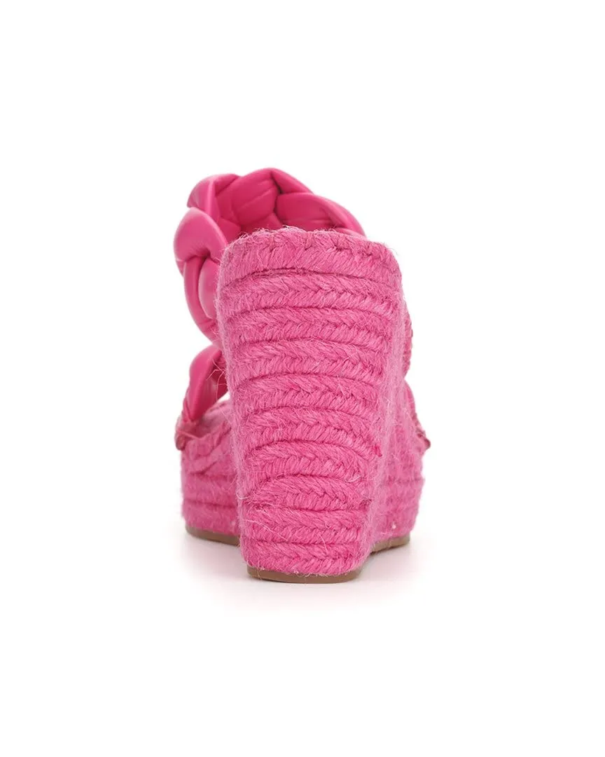 Kenneth Cole Women's Women's Olivia Braid Wedge Sandal Loafer, Beet, 9