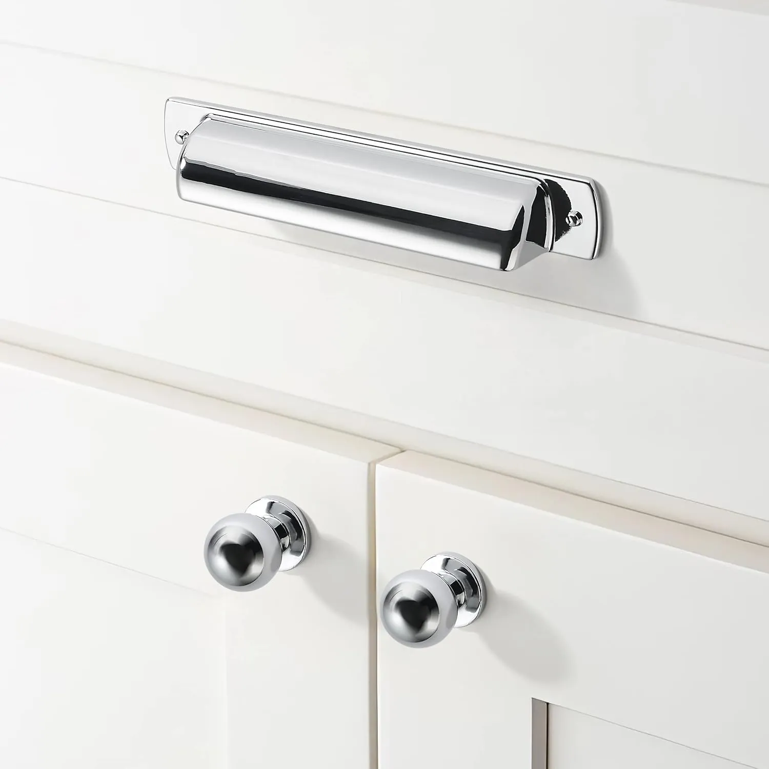 khtumeware 2 Pack 12 Inch(305mm) Polished Chrome Cabinet Pulls: Modern Kitchen Cabinet Handles, Chrome Finish, Zinc Alloy, Easy to Install, Durable