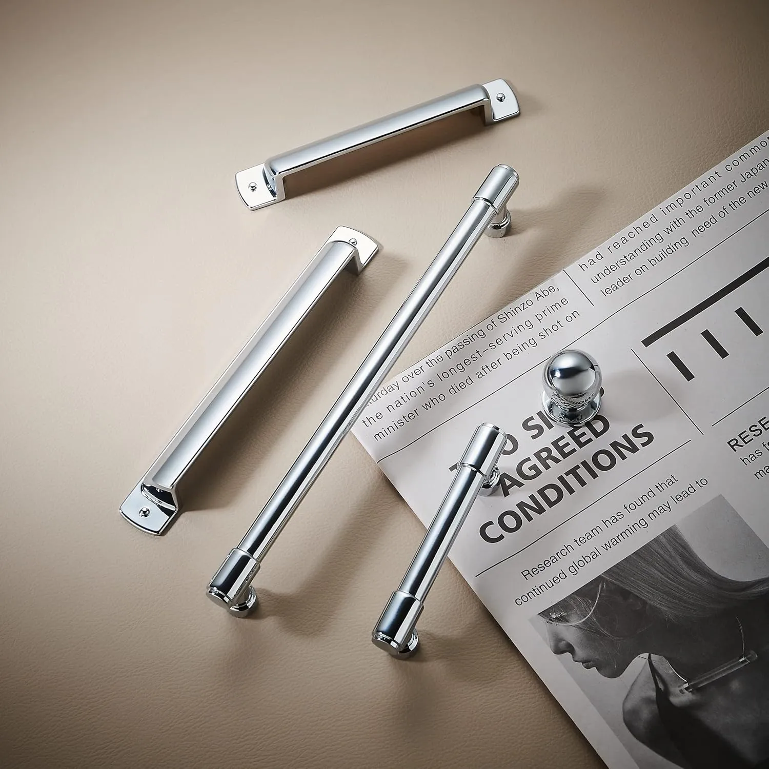 khtumeware 2 Pack 12 Inch(305mm) Polished Chrome Cabinet Pulls: Modern Kitchen Cabinet Handles, Chrome Finish, Zinc Alloy, Easy to Install, Durable