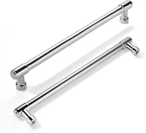 khtumeware 2 Pack 12 Inch(305mm) Polished Chrome Cabinet Pulls: Modern Kitchen Cabinet Handles, Chrome Finish, Zinc Alloy, Easy to Install, Durable