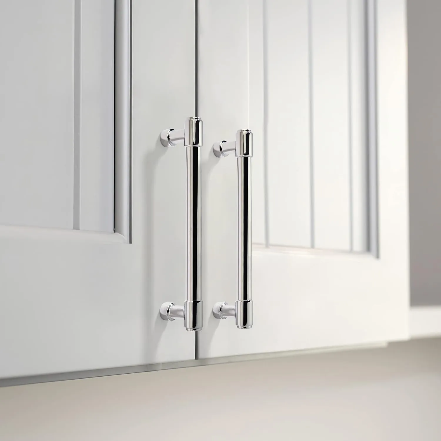 khtumeware 2 Pack 12 Inch(305mm) Polished Chrome Cabinet Pulls: Modern Kitchen Cabinet Handles, Chrome Finish, Zinc Alloy, Easy to Install, Durable