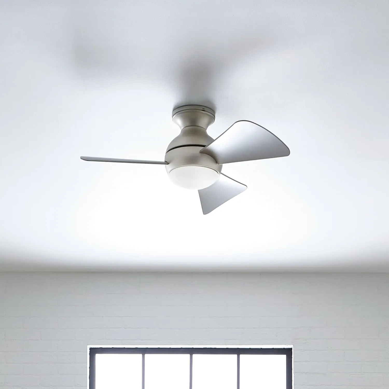 Kichler Sola 34" LED Indoor Outdoor Ceiling Fan in Brushed Nickel, 3-Blade, 3000K, (34" W x 11" H), 330150NI