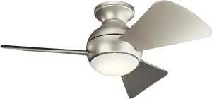 Kichler Sola 34" LED Indoor Outdoor Ceiling Fan in Brushed Nickel, 3-Blade, 3000K, (34" W x 11" H), 330150NI