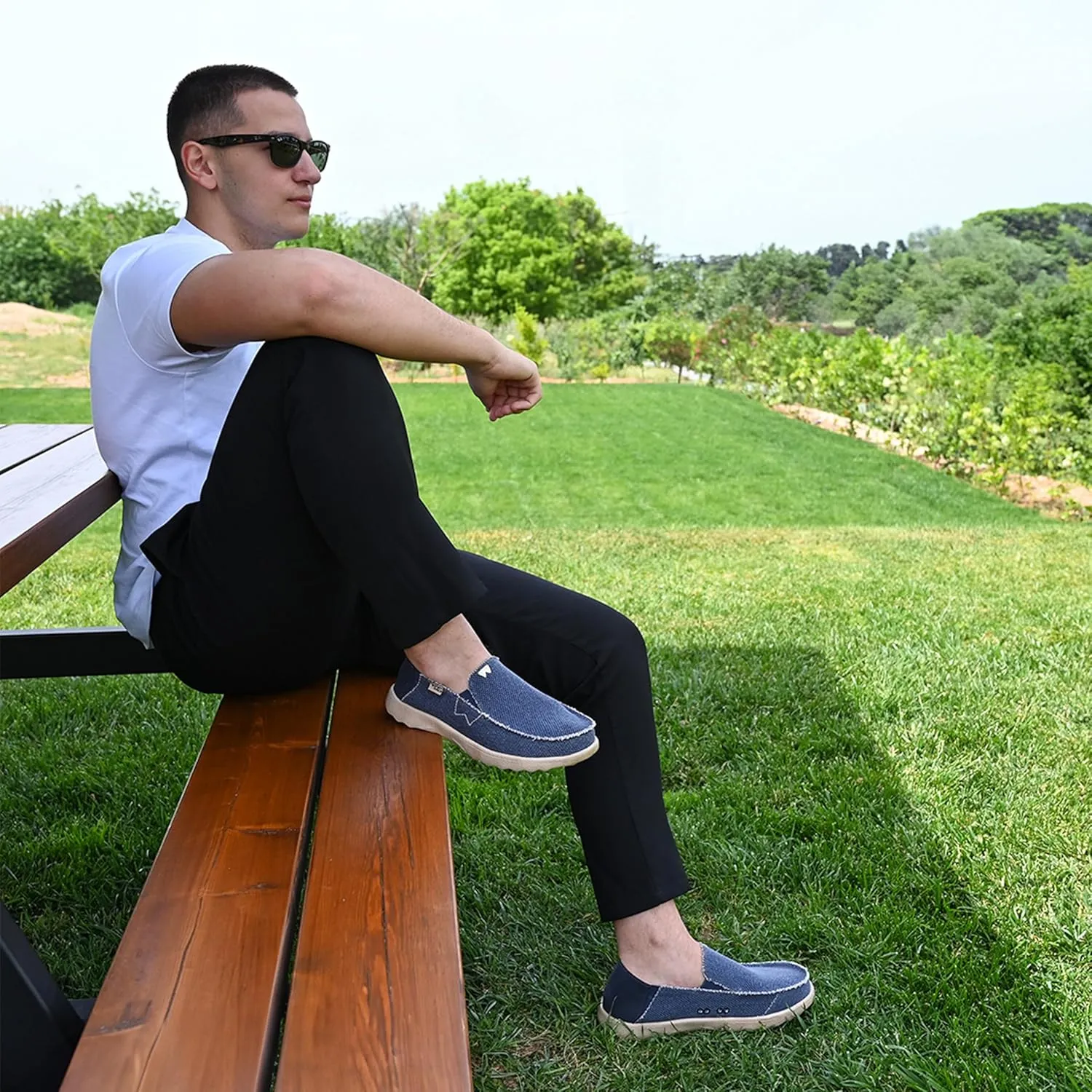 Kickback Couch 2.0 - Men's Grey Canvas Loafers - Lightweight Slip On Casual Shoes - All Day Comfort - Convertible Mule/Slider Design