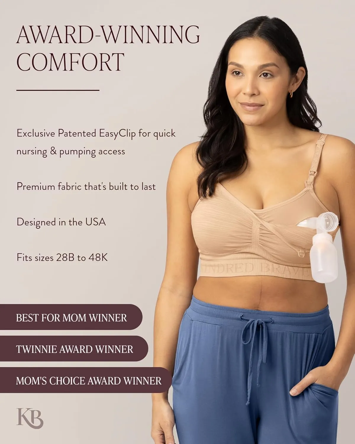 Kindred Bravely Sublime Pumping Bra Hands Free, Adjustable Pumping & Nursing Bra with EasyClip for All Breast Pumps